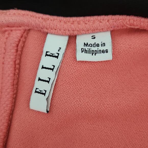 Elle Pink & Black Sleeveless Knee Length Dress Size SM Peter Pan Collar Pleated - Picture 8 of 10